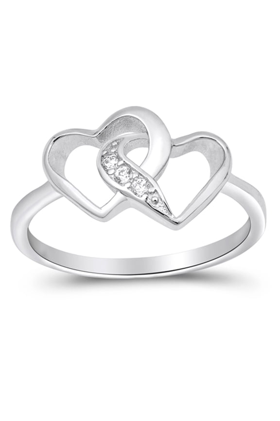 White CZ Interlocking Infinity Love Knot Heart Sterling Silver Ring 925 Jewelry Female Size 5