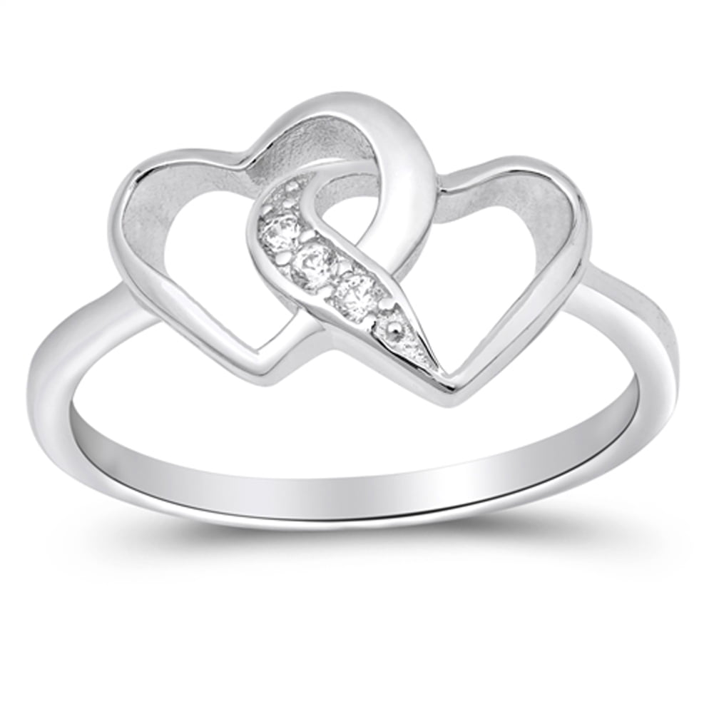 Young & Forever Girl's Valentine Verona Swag Ring – AAA Cubic Zirconia Fashion Statement Ring, Silver Tone