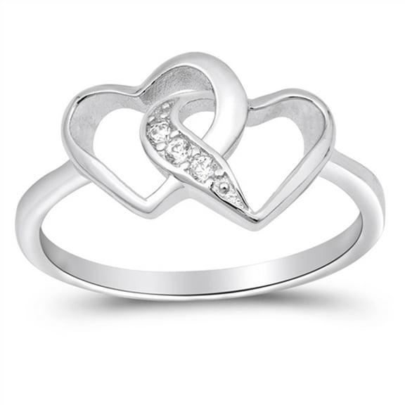 White CZ Interlocking Infinity Love Knot Heart Sterling Silver Ring 925 Jewelry Female Size 6