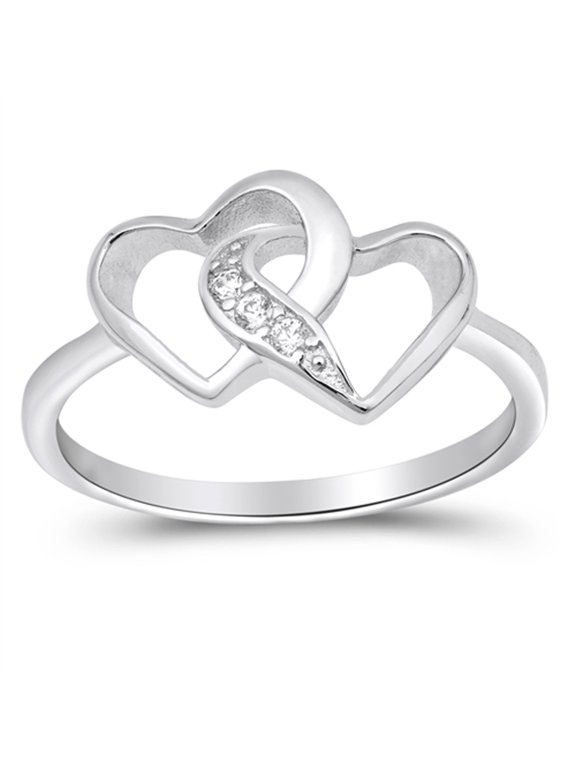 White CZ Interlocking Infinity Love Knot Heart Sterling Silver Ring 925 Jewelry Female Size 6