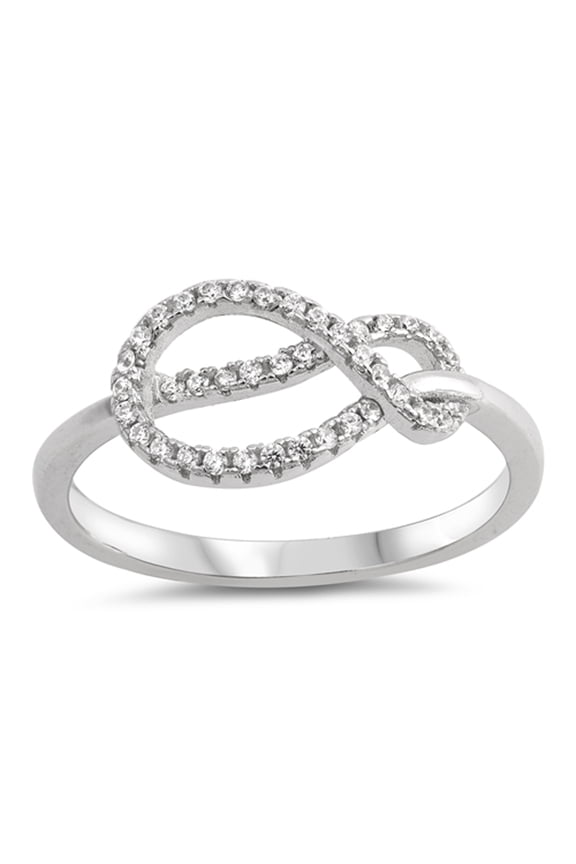 White CZ Micro Pave Infinity Love Knot Ring .925 Sterling Silver Band Jewelry Female Size 4