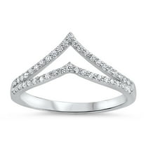 White CZ Open Chevron Micro Pave Thumb Ring .925 Sterling Silver Band Jewelry Female Size 9