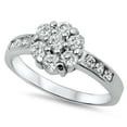 thumbnail image 1 of White CZ Polished Flower Elegant Ring ( Sizes 5 6 7 8 9 ) New .925 Sterling Silver Band Rings (Size 8), 1 of 4