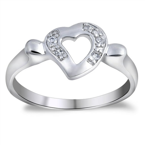 White CZ Promise Heart Purity Cutout Ring .925 Sterling Silver Band Jewelry Female Size 7