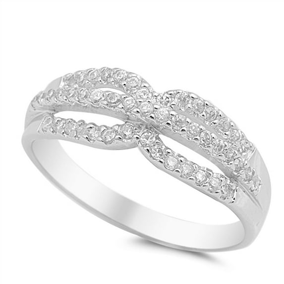 White CZ Promise Infinity Knot Wedding Ring .925 Sterling Silver Band Jewelry Female Size 5