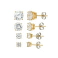 thumbnail image 1 of White CZ Round 4mm, 5mm, 7mm and 8mm 18kt Gold over Sterling Silver Stud Earrings Set, 1 of 2