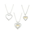 thumbnail image 1 of White CZ Silver-Tone Double Heart Mom Interchangeable Pendant, 18", 1 of 1
