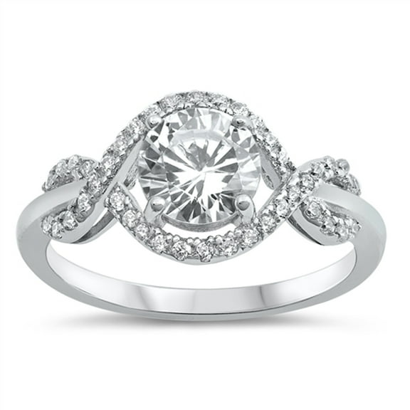 White CZ Solitaire Infinity Halo Engagement Ring Sterling Silver Band 925 Jewelry Female Size 6