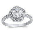 thumbnail image 1 of White CZ Star Solitaire Wedding Halo Ring .925 Sterling Silver Band Jewelry Female Size 5, 1 of 4