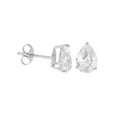 thumbnail image 1 of White CZ Sterling Silver 6mm x 8mm Pear-Shape Checkerboard Stud Earrings, 1 of 1