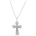 thumbnail image 1 of White CZ Sterling Silver Double-Row Cross Pendant, 18", 1 of 1