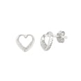 thumbnail image 1 of White CZ Sterling Silver Heart-Shaped Pave Stud Earrings, 1 of 1
