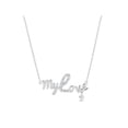 thumbnail image 1 of White CZ Sterling Silver My Love Heart Charm Necklace, 18", 1 of 1