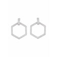 thumbnail image 1 of White CZ Sterling Silver Open Hexagon Post Dangle Earrings, 1 of 1