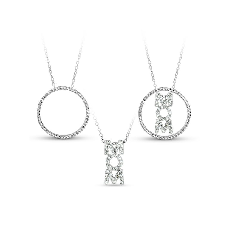 Sterling Silver Mom With CZ 18 Sterling Silver Mom With CZ 18