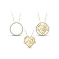 thumbnail image 1 of White CZ Sterling Silver and 18kt Gold over Sterling Silver Mom Heart Circle 3-in-1 Interchangeable Necklace, 18", 1 of 1