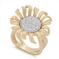 thumbnail image 1 of White CZ Sunflower Micro Paved Two Toned Ring ( Sizes 6 7 8 9 10 ) Sterling Silver Band Rings (Size 7), 1 of 4