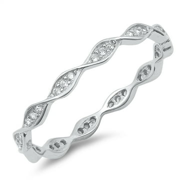 Wide Weave Eternity Rope Criss Cross Knot Ring Sterling Silver Band 925 ...