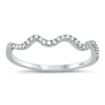 thumbnail image 1 of White CZ Wave Micro Pave Wavy Stacking Ring .925 Sterling Silver Band Jewelry Female Size 6, 1 of 4
