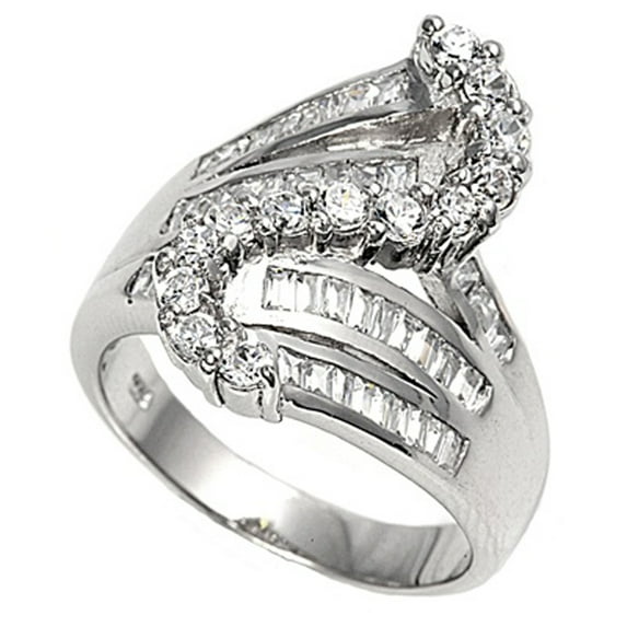 White CZ Wave Swirl Bridal Engagement Ring .925 Sterling Silver Band Jewelry Female Size 10