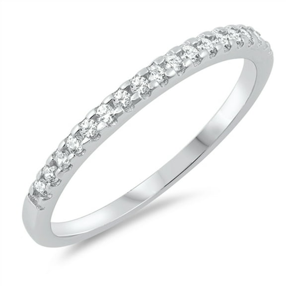 White CZ Wholesale Channel Accent Wedding Ring Sterling Silver Band 925 Jewelry Female Size 7