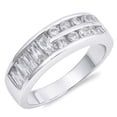 thumbnail image 1 of White CZ Wide Channel Bridal Wedding Ring .925 Sterling Silver Band Jewelry Female Size 9, 1 of 4
