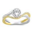 thumbnail image 1 of White CZ Yellow Gold-Tone Bezel Knot Ring .925 Sterling Silver Band Jewelry Female Size 6, 1 of 4