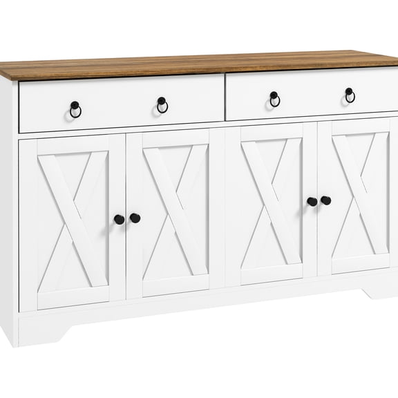 White Cabinet - Barn - style Doors for Style - Kitchen Buffet - Low - key Statement