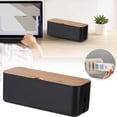 thumbnail image 1 of White Cable Box with Wooden Lid, Desktop Organizer, Tv, Computer, Usb Hub, Extension Cord Cover, Concealment System, 1 of 8