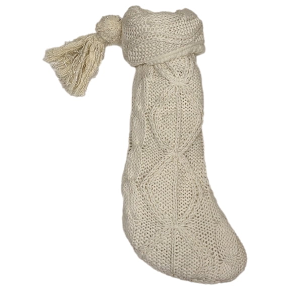 White Cable Knit Christmas Stocking
