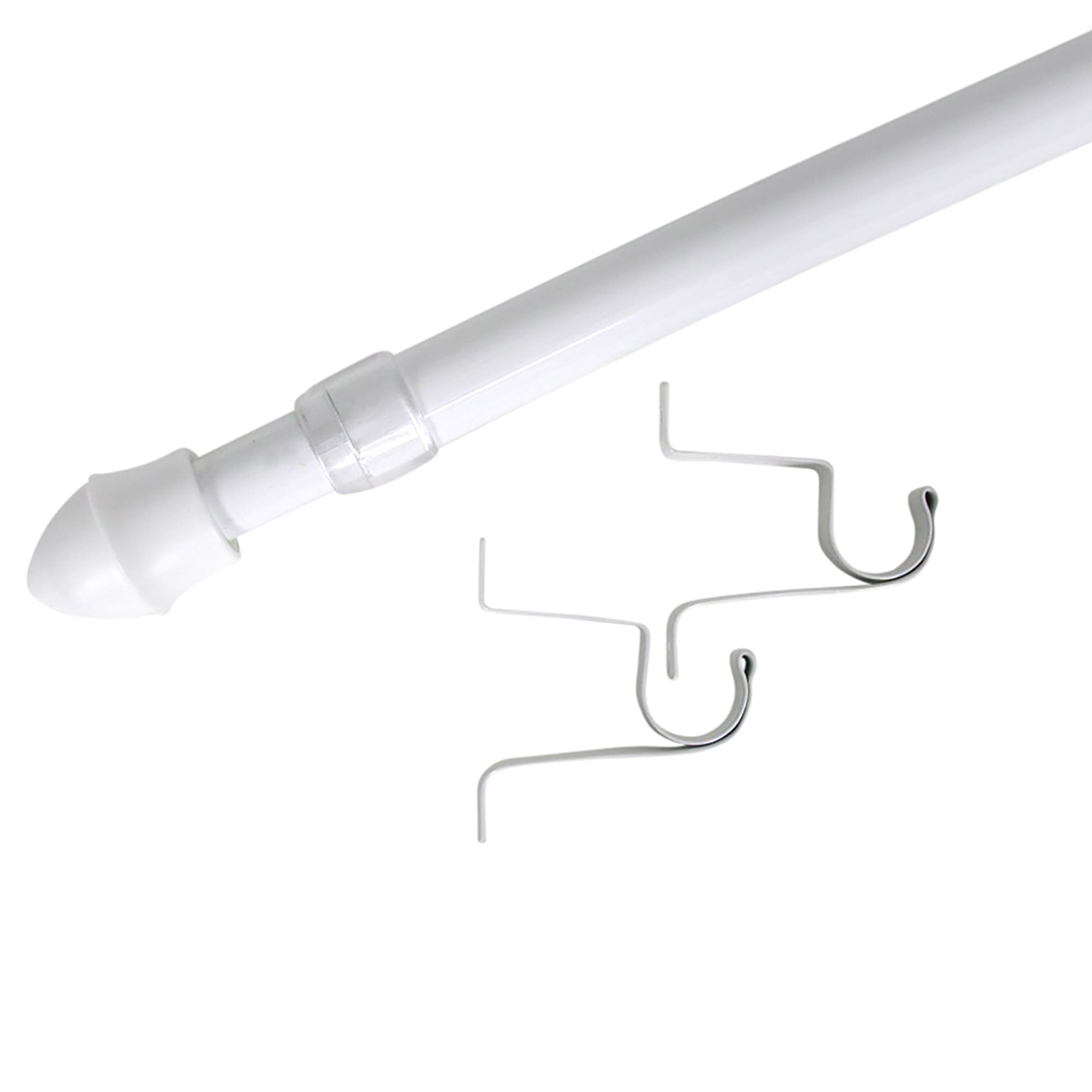 White Adjustable Aluminum Café Curtain Rod Set with Brackets