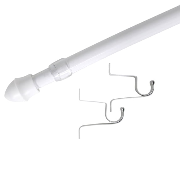 White Café Curtain Rod 29" to 49" Adjustable - Diam 1/2"