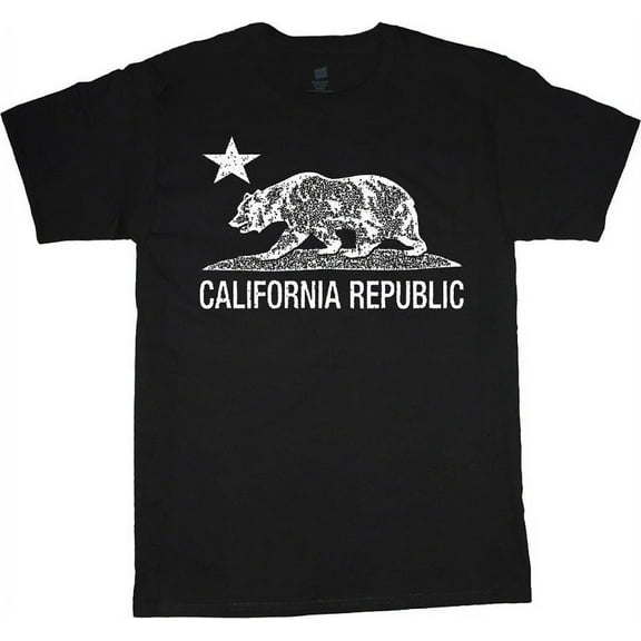 White California bear T-shirt Men's Tee Black