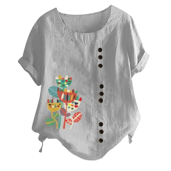 White Cami Tank Tops for Women Cotton Linen Blouses for Women,Women's Casual Button T Shirts Ruffle Sleeve Blouses Round Neck Loose Fit Tops Valentines Day Shirt Men