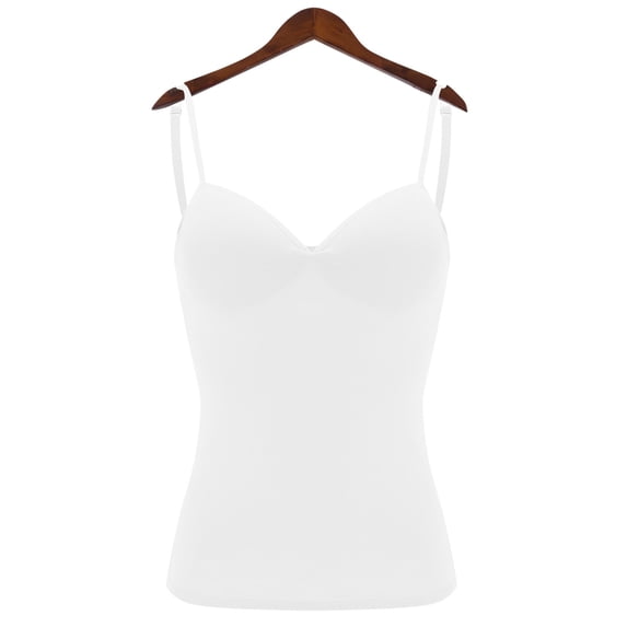 White Camisole for women Slim-Fit Solid Color with Bra Pads Bra One Vest Sleeveless Undershirts Womens Tank Tops