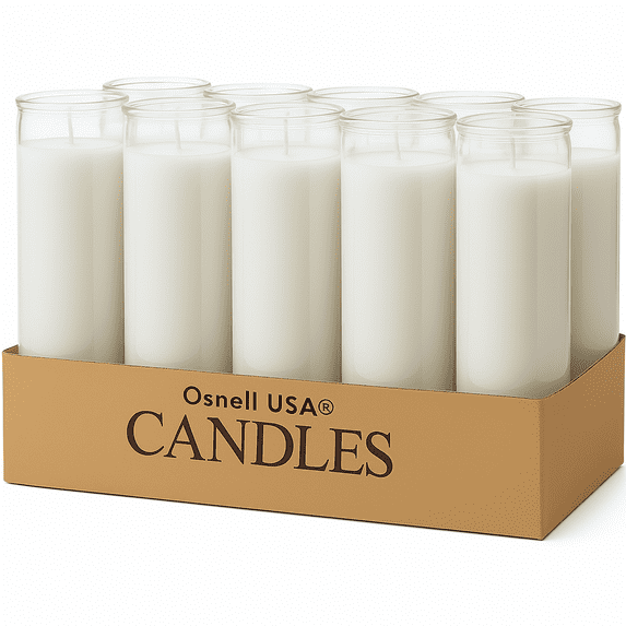 White Candles Unscented Devotional Glass Container Candle, Wax Candles 8" Ideal for Sanctuary 9 Pack
