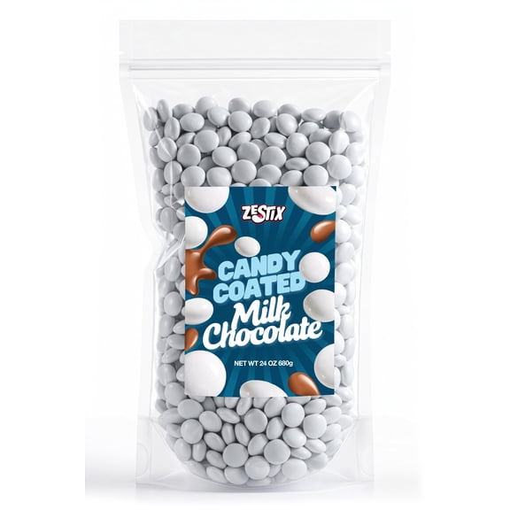 White Candy Coated Milk Chocolate Candy, 24 oz Bulk Chocolate Candy for Wedding Candy Buffets, Parties, Baking & Candy Gifts
