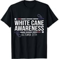 thumbnail image 1 of White Cane Day Awareness Day October 15th Visually Impaired T-ShirtMen and women, White Black T-shirt, size: Extra large S-2110XL, 1 of 4