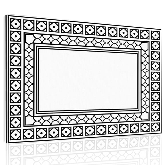 White Canvas Print Wall Art, Boho Diamond Pattern Border Rustic Southwestern Wall Decor Modern Artwork Paintings Pictures for Living Room Framed and Stretched Ready to Hang 24" x 32"