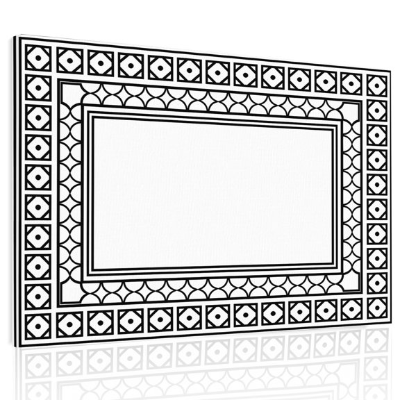 White Canvas Print Wall Art, Boho Diamond Pattern Border Rustic Southwestern Wall Decor Modern Artwork Paintings Pictures for Living Room Framed and Stretched Ready to Hang 20" x 24"
