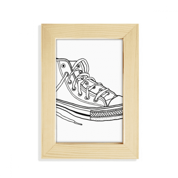 White Canvas Shoes Hand Painted Desktop Display Photo Frame Picture Art Painting 5x7 inch