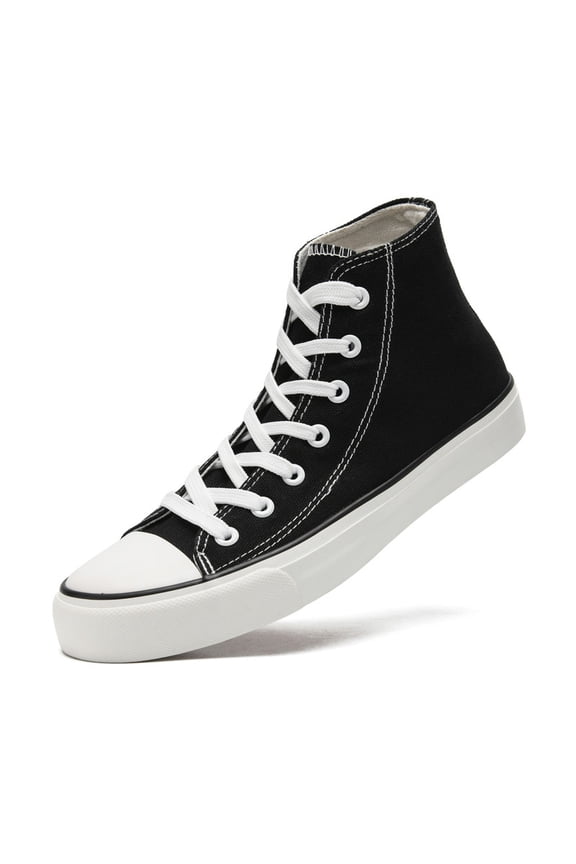 White Canvas Shoes for Women High Top Mens Sneakers Lace Up Casual Shoes Black Fashion Sneakers Classic Walking Shoes Comfortable Breathable
