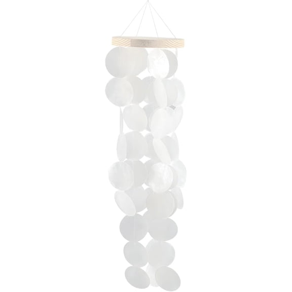White Capiz Shell Wind Chime Coastal Themed Wind Chimes Summer Relaxing Coastal Sound Sea Glass Handcrafted Pendants