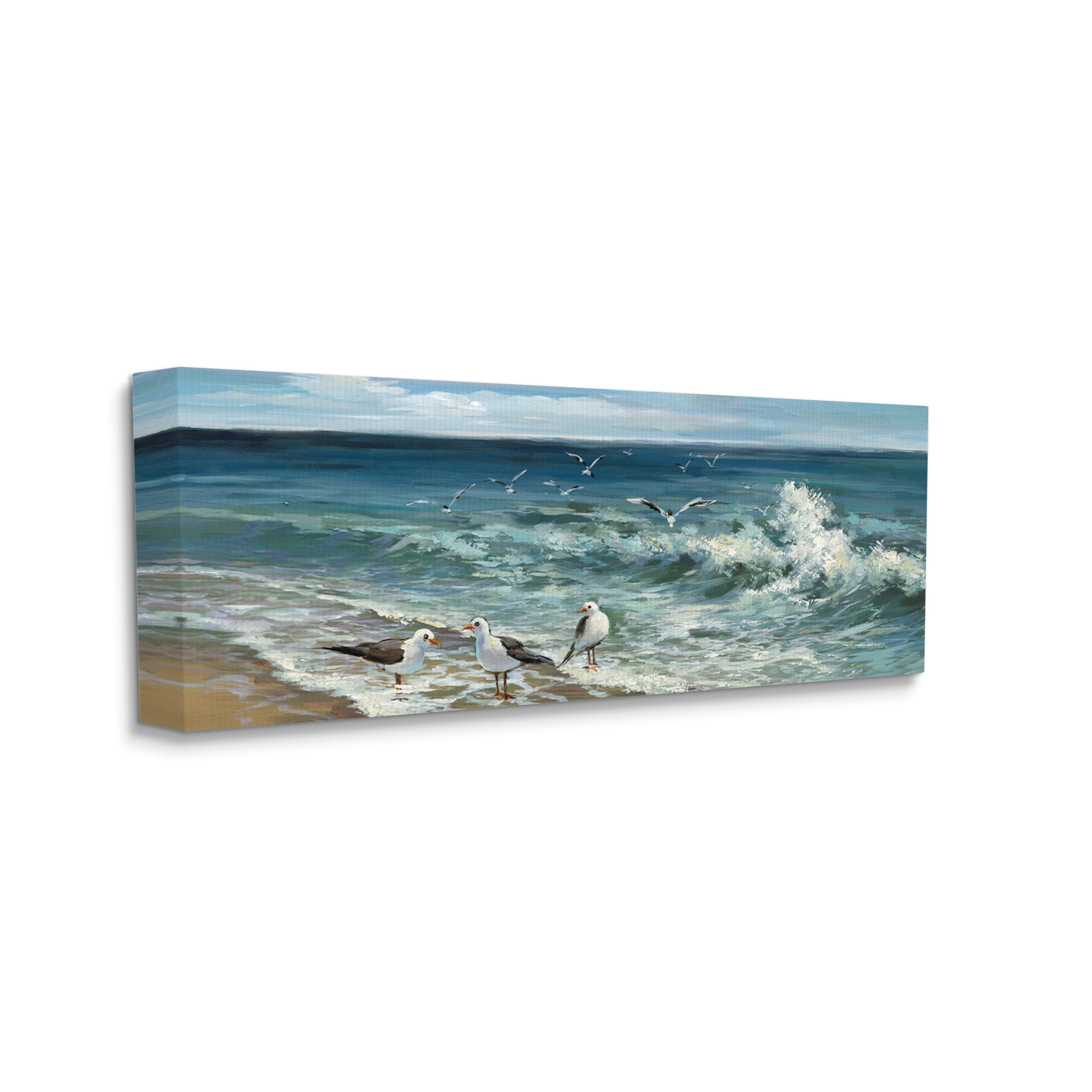 Stupell Industries White Caps on Incoming Tied Beach Seagulls,13 x 30,Designed by Heather Hayes