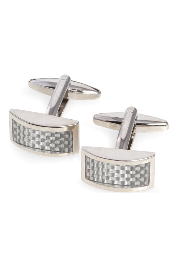 "White Carbon Fiber" Rhodium Plated Cufflinks