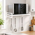 White Carbon Steel Wall Mount Oven Rack with Hook Rail and Slidable ...