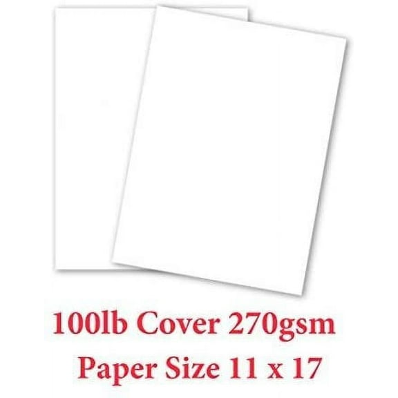 White Card Stock Paper | 11 x 17 Inches | Tabloid or Ledger | 50 Sheets Per Pack | 100lb Cover Smooth (270gsm)