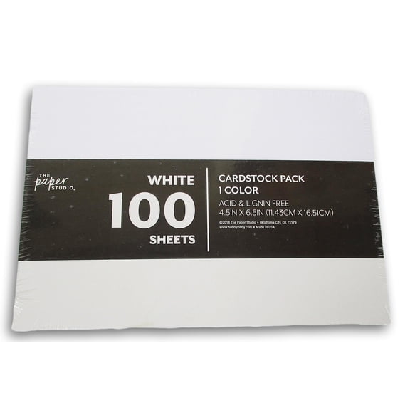 White Card Stock Paper Pack - 100 Sheets - 4.5 x 6.5 Inches