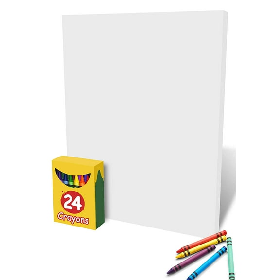 White Card Stock Paper with Crayons, 8.5 x 11 Inches Cardstock, 50 Sheets Per Pack, with a Box of Crayons, Perfect Art & Craft Set