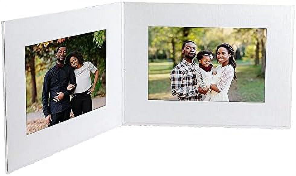 White Cardboard Double Photo Folder Frame W/Plain Border Sold In 25S 5X7